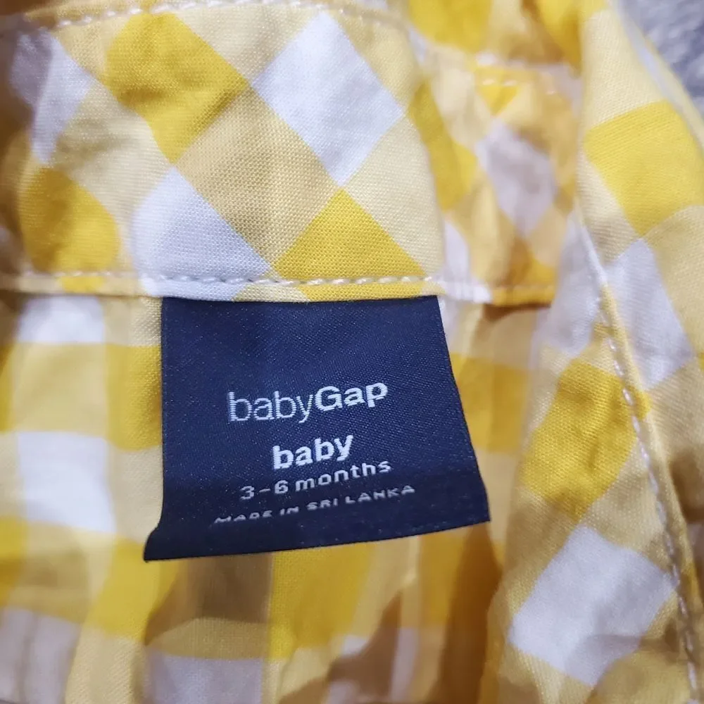 Baby Outfit Size 3-6 months Blue Overalls with Yellow Checkered Shirt 2 Pieces